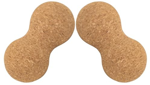 Luxshiny Cork Peanut Massage Ball Double Lacrosse Ball 2pcs 6-12cm Solid Myofascial Release Muscle Massage Tool for Deep Tissue Therapy Back Neck Foot Relaxation