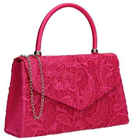 SwankySwans Kendall - Bolso de mano elegante de encaje para mujer, Rosa (Fuschia), Talla única