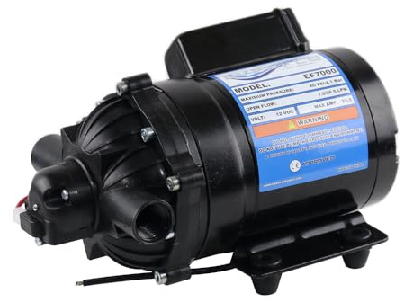 Everflo EF7000-BOX 7.0 GPM 12V Diaphragm Pump-1/2 FNPT Ports, Black