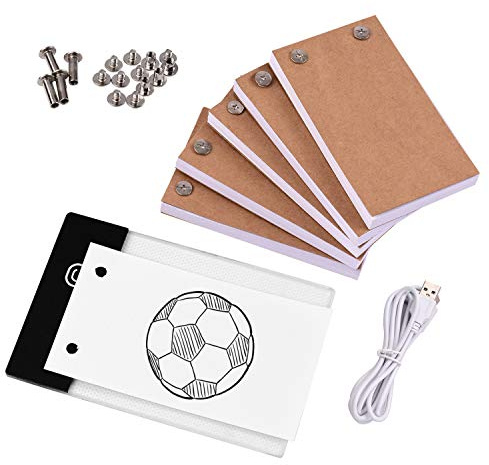 Fesjoy Kit livre à rabat avec bloc lumineux LED pour tablette 300 feuilles de papier à dessin avec vis de reliure pour dessin de dessins animés, dessin animé, kit de cinéma pouce