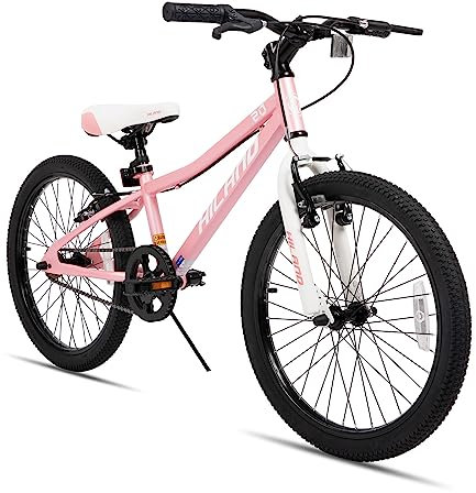 HILAND Climber 20 Zoll Kinderfahrrad Kinder Fahrrad MTB Mountainbike für 5 6 7 8 9 10 Jahre Jungen Mädchen Kinder Jungs mit V-Bremse Single Speed Rosa