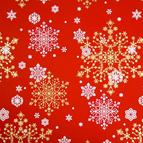 STAR Geschenkpapier 70cm x 2m Rolle Schneeflocken Muster Weihnachtspapier rot weiß