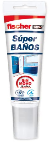 fischer - Silicona Transparente Superbaños 100ml | Sellador Flexible Antimoho para Baños y Cocinas | Alta Resistencia a Humedad y Rayos UV | Uso Interior | Adhiere en Múltiples Superficies