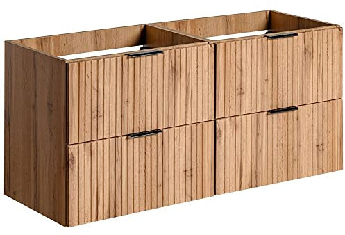 Lomadox Mobile da bagno doppio mobiletto per lavabo, 120 cm, con frontale scanalato, 4 cassetti con chiusura morbida, larghezza x altezza 120/57/46 cm