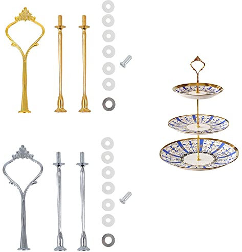 2 Sets Cake Stand Fittings Crown Style Tiered Tray Hardware for Cake Stand Zinc Alloy Cake Plate Stand Handle Table Decorations for Wedding Party Cupcake Dessert Fruit Displaying