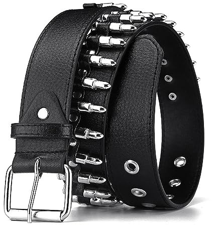 HABUAETY Studded Belt Women Y2K Bullet Belts Black Girl Woman Stud Punk Waist Belt for Halloween Cosplay