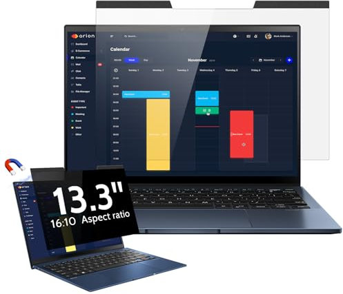 Magnetischer Laptop Sichtschutz für 13.3 Zoll Seitenverhältnis 16:10 Computer Bildschirm, 13 Abnehmbarer Anti Blaulicht Blendschutz Blickschutzfolie Kompatibel mit Lenovo/HP/Dell/Acer/Samsung/Toshiba