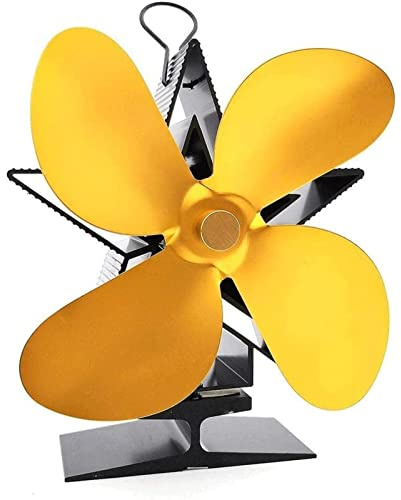 Fireplace Fan Fireplace Fan 4 Blades Heat Powered Stove Fireplace Fan with Moving The Pull Ring Bimetallic Safety Device Fireplace Radiator for Wood/Log Burner/Fireplace