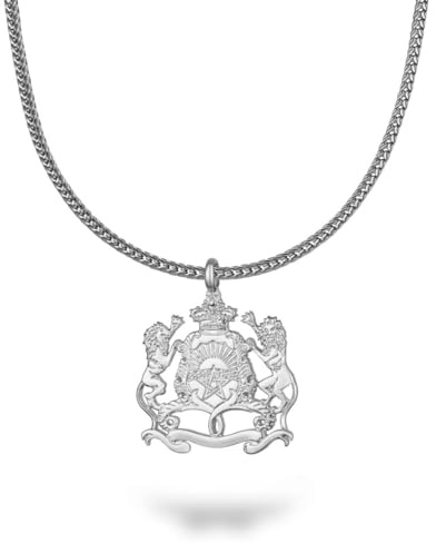 D'origine Collier Avec Armoiries Marocaines, Drapeau Marocain, Bijoux pour Homme en Laiton
