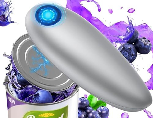 AUIFFER Ouvre-Boîte Électrique Automatique pour Seniors et Personnes Souffrant d'Arthrite, Ouvre-Boîte sans Bords Tranchants, Blanc et Argent, ABS