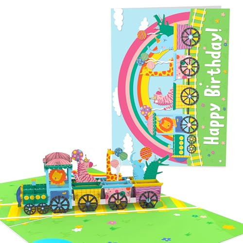 Central 23 Carte Pop Up Train – Animaux De Safari – Cartes Anniversaire Pop-Up 3D Pour Enfant – Carte De Voeux D'Animaux Pour Garçon Et Fille – Cadeau Mignon Avec Enveloppe