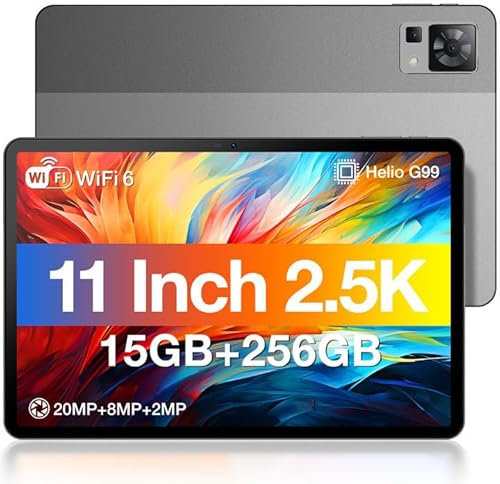 DOOGEE T30 PRO Tablet 11 Zoll, 256GB ROM (2TB TF) 15GB RAM, 2.5K Display Helio G99 Gaming Tablet, 8580mAh 33W, 2560x1600 FHD, 4G Dual SIM+5G WiFi Tablet PC, 20MP/ Widevine L1 /OTG/Face ID