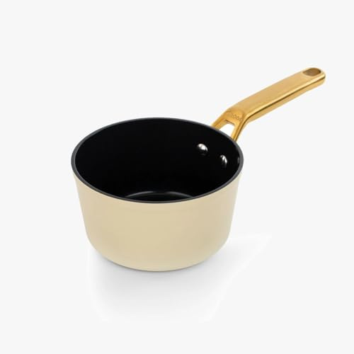 Arcos Serie Samoa Iconic | Cazo Antiadherente Cerámico 16 cm y 1,5 L | Aluminio Forjado | Apta cualquier cocina | Mango Acero Inoxidable | Color Beige | LIBRE DE (PFOA/PTFE/PFOS)