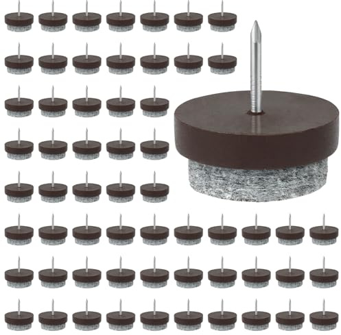 Flintronic 60 Piezas Protectores Patas Sillas Fieltro, Protectores Patas sillas Fieltro con Clavo, 28 MM Redondo Almohadillas de Fieltr-o Tornillo, para Muebles de Madera Pat-as de Silla