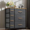 YITAHOME Kommode,Kommode mit 7 Schubladen,Schrank,Stoffschubladen mit Griffen,Metallgestell,für Wohnzimmer Flur Schlafzimmer,Dauerhaft,Dunkelgrau
