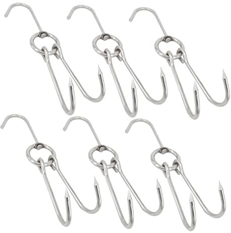 HOLIDYOYO Crochets Doubles à Viande En Acier Inoxydable 3,5 Cm Diamètre 23 Cm Longueur, Anti-rouille, Pour Boucherie, Fumage Et Séchage De Viande, Lot De 6 Crochets De Rôtir Professionnels