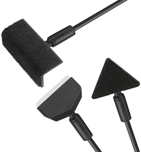 FENGRUI Fish Tank Cleaner Kit 3 in 1,Detachable Aquarium Glass Tank Cleaning Kit with 14” Detachable Rod,Algae Scraper, Triangle Flat Brush & Right Angle Brush (Black)
