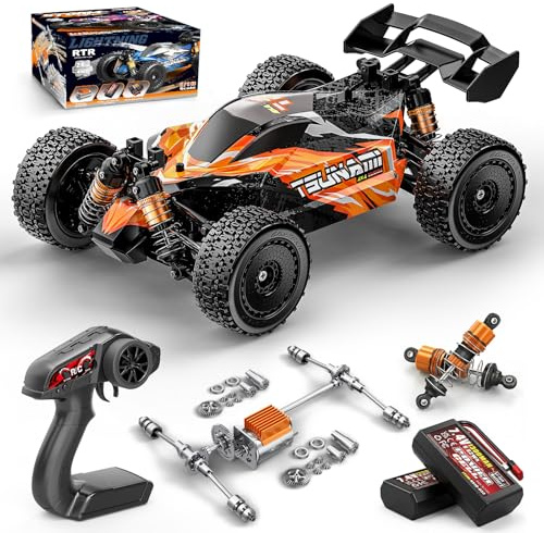Macchina Telecomandata Professionale 1:18 per Adulti e Ragazzi 8+, Fuoristrada 4x4 fino a 36 km/h, 2,4GHz Proporzionale, Trasmissione in Metallo, 2 Batterie 7,4V 1300mAh, Anti-Spruzzo, Regalo Outdoor