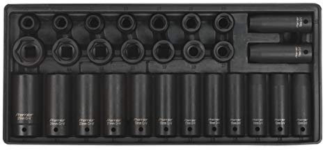 Sealey Tbt24 Tool Tray with Impact Socket Set 28Pc 1/2Sq Drive - Metric