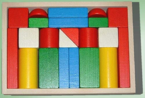 Ebert Holzbaukasten mit 22 große Blöcke bunt Erzgebirge