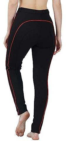 Avon Equine Horse Riding Ladies Soft Stretchy Jodhpurs/JODPHURS for Girls Riding Trouser Jods (34, Black with Red)
