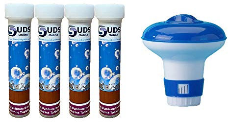 SUDS-ONLINE Floating Dispenser + 40 Ultimate Chlorine Tablets 20g Hot Tub Swimming Tablet