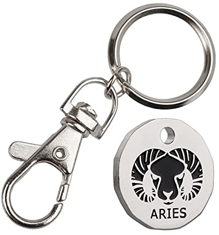 Harts New 12 sided Shape Zodiac £1 coin Trolley Tokens Keyrings Supermarket Locker 1, Aries, Small