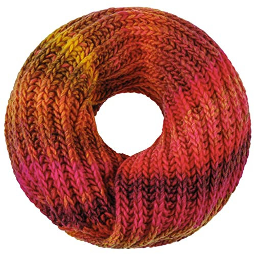 LIERYS Jasila Loopschal Damen - Mehrfarbiger Rundschal mit Schurwolle - Strickschal Made in Germany - Damenschal - Waschbarer Schal - Winterschal pink-orange One Size