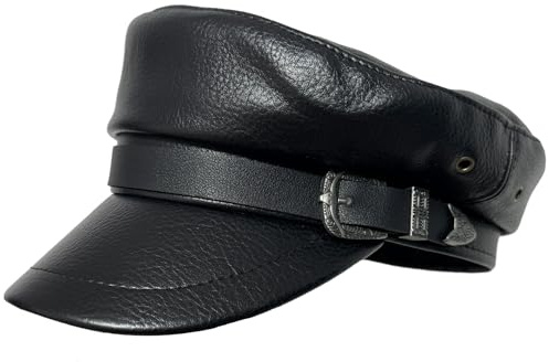 Women's PU Leather Newsboy Cap, Stylish Buckle Beret Hats, Vintage Cabbie Hats Chic Accessory for Girls (Buckle)