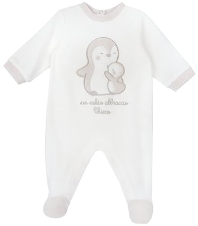 Chicco Tutine In Ciniglia Con Apertura Entrogamba Neonato/Neonata 0-24 mesi, Bianco, 3 mesi, Designed in Italy