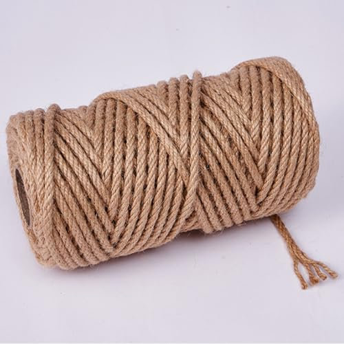 Jutekordel Strapazierfähige Dicke Schnur, Kordel Deko Paketschnur, Schnur Bastelschnur Reißfest, Sisalseil Gartenschnur Bindeschnur für Verpackung, DIY Kunst-Handwerk, Floristik, Dekoration 6mm/100m (