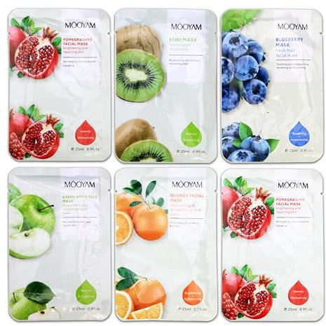 Mascarilla Facial de Frutas (10 ud) – Skincare Kit Coreano Vegano, Mascarilla para Cuidado Facial – Cosmética Coreana Facial de frutas