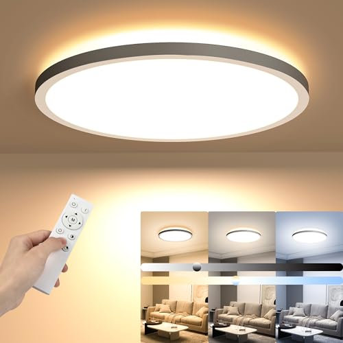 EASY EAGLE LED Deckenleuchte Dimmbar, Rund Deckenlampe mit Fernbedienung, Küchenlampe LED Lampen Decke für Schlafzimmer, Wohnzimmer, Bad, Balkon 28W Ø28cm