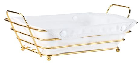 Cestas doradas para servir pan, fiestas, cesta de alambre dorado para frutas, verduras y pan (1)