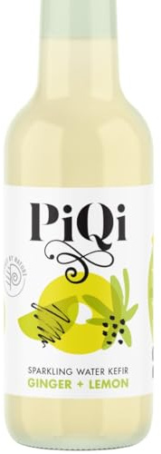 PiQi Ginger & Lemon Water Kefir - Live Cultures, Gut-Friendly, Vegan, Dairy Free and Lightly Sparkling (3 x 250ml)