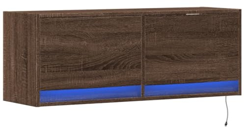 vidaXL TV Wall Cabinet - White Floating Unit with Adjustable RGB LED Lights, Engineered Wood, 2 Drawers - Space Saving Storage Solution for Living Room