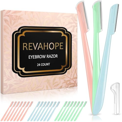 Revahope 24 Pieces Eyebrow Razor, Dermaplane Razor with Blade Cover Face Razors for Women, Dermaplaning Tool for Peach Fuzz Face Shaver for Women and Men, Safe and Newbie Friendly