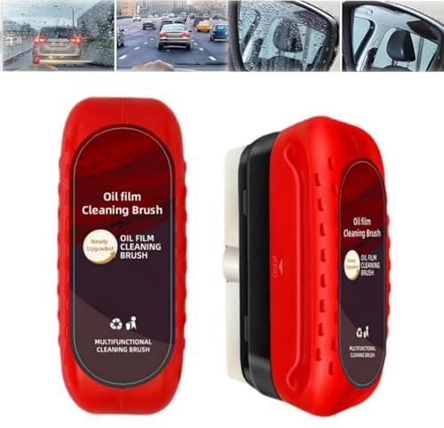 Automotive Oil Film Cleaner Brush,Efficient Car Glass Oil Film Cleaner,Automotive Oil Film Cleaning Brushes,Car Glass Oil Film Cleaner,Powerful Windshield Cleaner & Oil Film Remover,Oil Film Cleaner