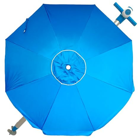 Pincho Grand parasol de plage 240 cm, coupe-vent jusqu'à 35 km/h, protection UV 50, matériaux chauds, 8 baleines en fibre de verre, perche inclinable, système