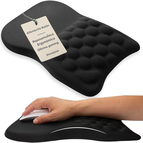 Alfombrilla Ratón Ergonómica Reposamuñecas Viscoelástica Almohadilla Gaming Oficina Escritorio Ordenador Antideslizante Precisión Cómoda Portátil Lavable Teletrabajo Postura Saludable Descanso