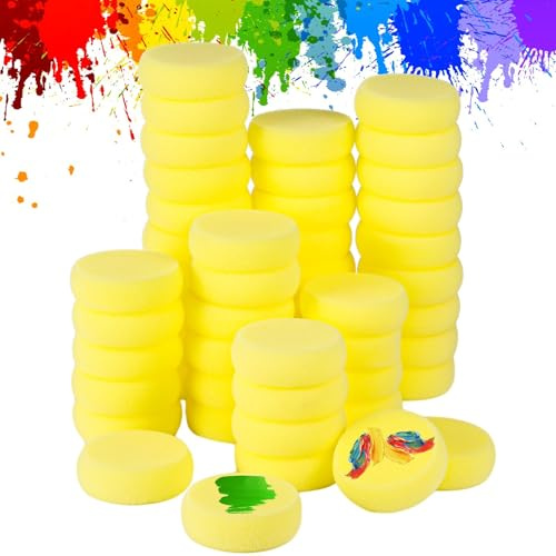 100 Stück Malschwämme, 7,6 cm runde Wasserfarben-Synthetik-Schwämme, weiche Töpfer-Schwämme, kleine Künstler-Schwämme für Bastelarbeiten, Gesichtsmalerei, Ton