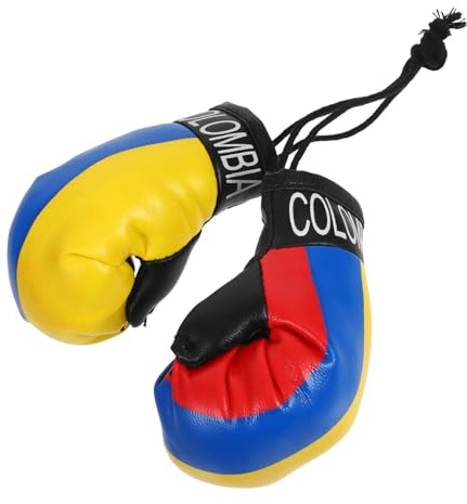ULTECHNOVO Miniatur-Boxhandschuhe Schlüsselanhänger Kolumbien Flaggen Design Auto Dekoration Anhänger Sport Geschenk Für Boxenthusiasten Autospiegel Deko Party Zubehör