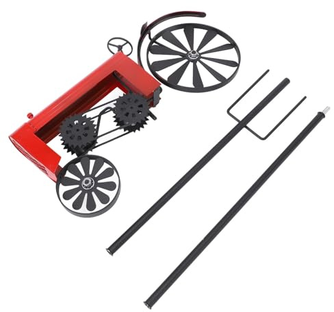 QANYEGN Tractor Wind Spinner, Wind Spinners with Metal Stake, Metal Outdoor Stake Windmill Decorative for Flower Bed Lawn Garden (Red)