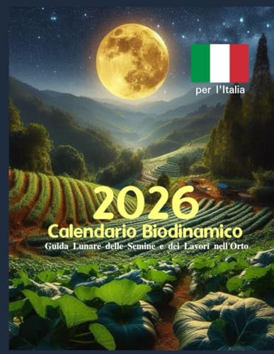 Calendario Biodinamico 2026 Guida Lunare delle Semine e dei Lavori nell'Orto: 12 Mesi con Grafici, Date e Orari per i Lavori in Giardino - SOLO PER L'ITALIA -100 Fogli