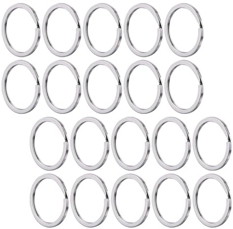 UKCOCO 100pcs Metal Split Rings Flat Round Key Rings DIY Key Chain Attachments for Jewelry Making Crafts and Organization in Home and Office