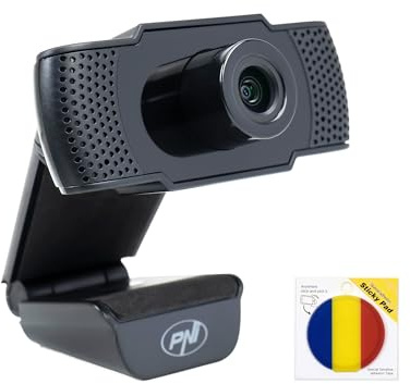 Paquete de cámara Web PNI CW1850 Full HD 1080P de 2MP, USB, Clip y Bandera Adhesiva incluidos.