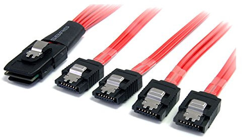 StarTech.com Câble SAS Serial Attached SCSI 1 m - SFF-8087 vers 4 SATA à verrouillage (SAS8087S4100)