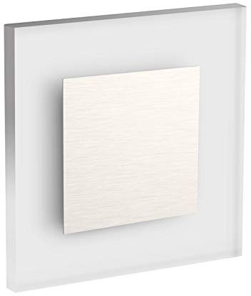 Conceptrun Premium LED Wandeinbauleuchte für Treppen, Möbel, Flur etc. Modell: WB1 warmweiß 230V AC Treppenlicht mit quadratischem Korpus aus Satinglas und Edelstahlfront