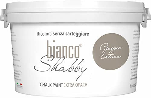 CHALK PAINT Grigio Tortora per Mobili e Pareti - Pittura Shabby Chic Vintage EXTRA OPACA (2,5 Litri)