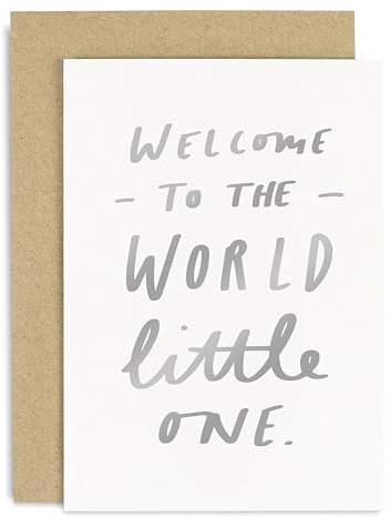 Old English Co. New Baby Card - Welcome to the World, A6 | Newborn Baby Greeting Cards for Boys & Girls | Congratulations for Mum, Dad & Parents | For Baby Shower, Pregnancy Announcement or Milestone